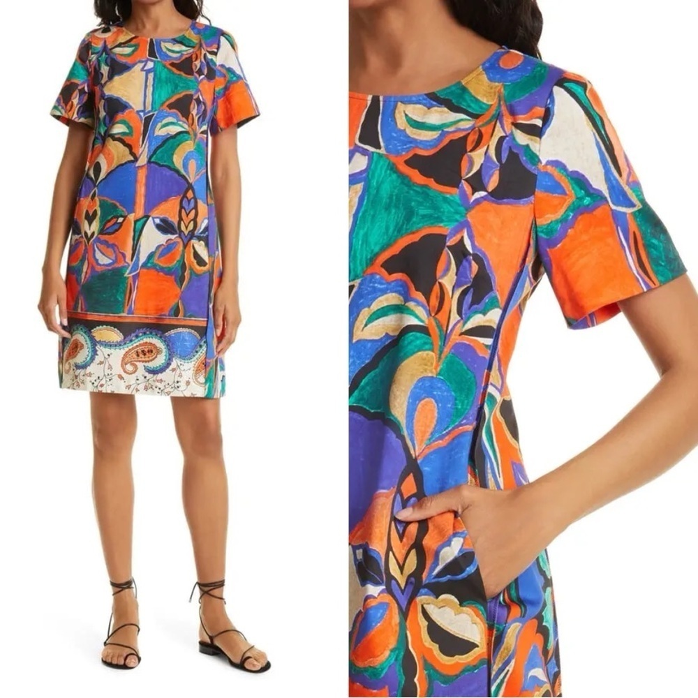 Kobi Halperin Angie Mixed Print Stretch Poplin Dress Size XS